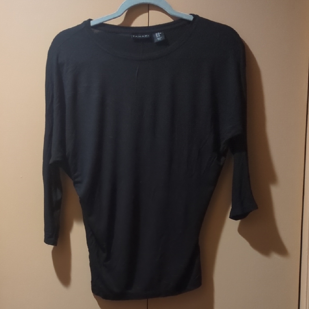 Tahari Black Crew Neck Top